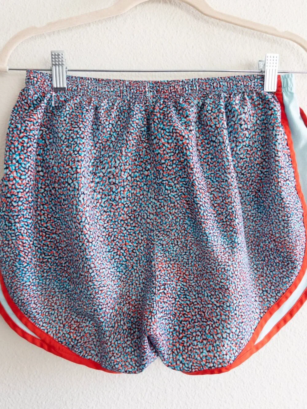 Nike Women's DRI-FIT Multicolor Running Shorts Teal Orange size M
